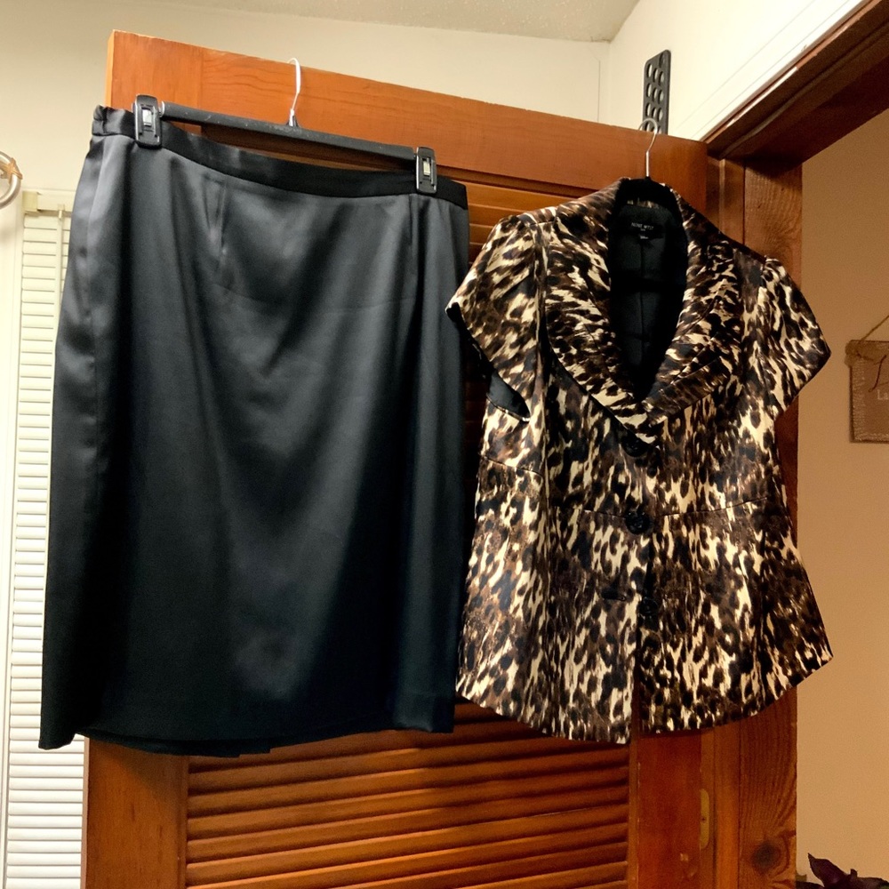 Nine West Leopard Print and Black Ladies Suit